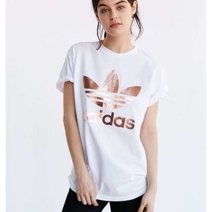 white & gold adidas trefoil shirt